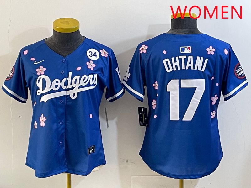Women Los Angeles Dodgers 17 Ohtani Blue Sakura Edition 2025 Nike MLB Jersey style 5